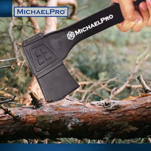 Vista 6 de MichaelPro MP004009 - Hacha de campamento de 9 pulgadas con mango de fibra de vidrio resistente al clima y absorbente de impactos, con funda