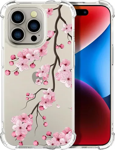 Vista 15 de Compatible con iPhone 14, funda transparente y bonita para mujeres y niñas, diseño floral, diseño floral femenino, funda para teléfono 14