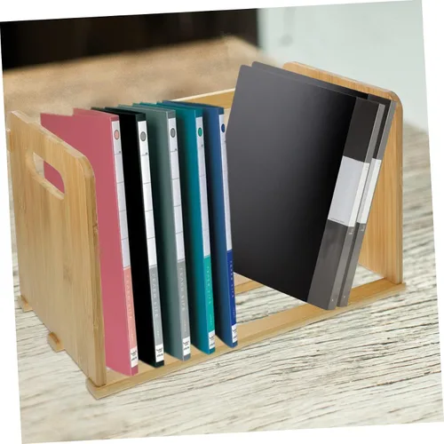 Vista 6 de Estante de almacenamiento de registros, estante para libros, estantería multifunción, estantería de escritorio, organizador de escritorio, estante