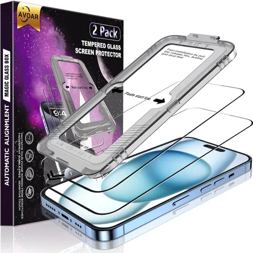 Vista 22 de Paquete de 2 protectores de pantalla de privacidad para iPhone 13 Pro Max /14 Plus [kit de alineación automática] vidrio templado, protección
