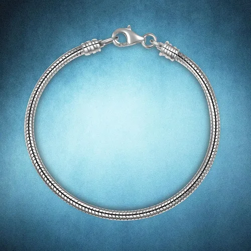 Vista 5 de Angemiel Brazalete de cadena europea tipo serpiente de plata esterlina 925 para dijes