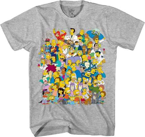 Vista 2 de Simpsons Springfield Citizens Montage Mash Up Bart Homer - Camiseta para adulto