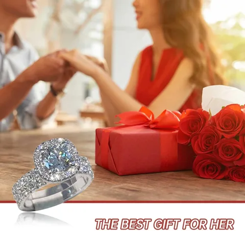 Vista 8 de Bokeley Jewelly Anillos de regalo, anillo de mujer, único anillo floral piedra lunar tesoro azul zafiro diamante anillo de boda
