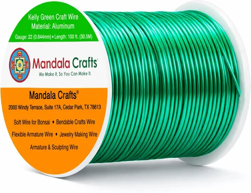 Vista 163 de Mandala Crafts - Alambre de aluminio anodizado de calibre 22 para hacer joyas - 137.2 m de alambre flexible surtido y coloreado - Doble para bonsái