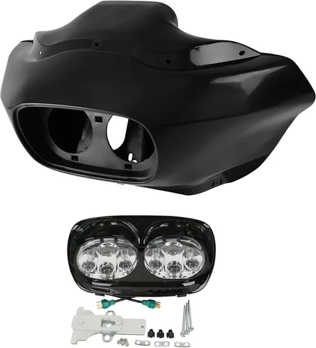 Vista 11 de XMT-MOTO Kit de carenado frontal superior exterior e interior para Harley Davidson Touring Road Glide FLTR 1993-2013 NEGRO BRILLANTE Brillo negro