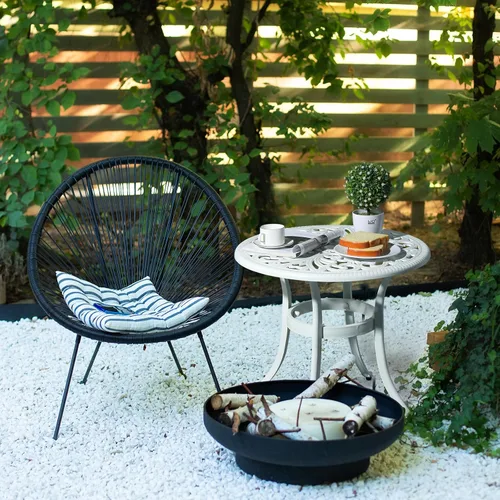 Vista 6 de Mesa auxiliar de patio de 24 pulgadas, mesa de patio al aire libre con almohadillas ajustables, mesa auxiliar de aluminio fundido, mesa auxiliar