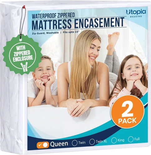 Vista 23 de Utopia Bedding - Protector de colchón Twin con zíper, 100% impermeable, a prueba de chinches y ácaros del polvo, funda para colchón absorbente de 6
