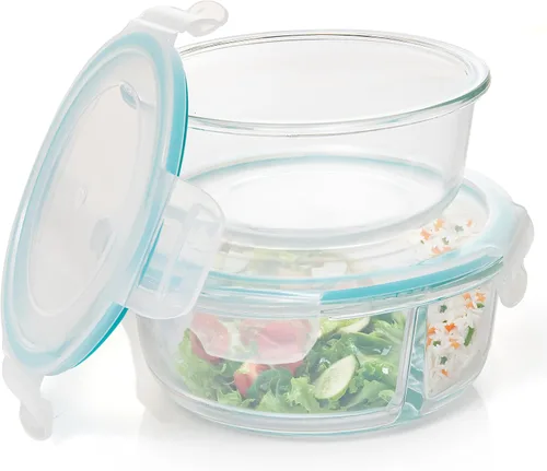 Vista 12 de Moss and Stone - Recipientes rectangulares de vidrio borosilicato para alimentos preparados, herméticos, tapas de cierre a presión, aptos