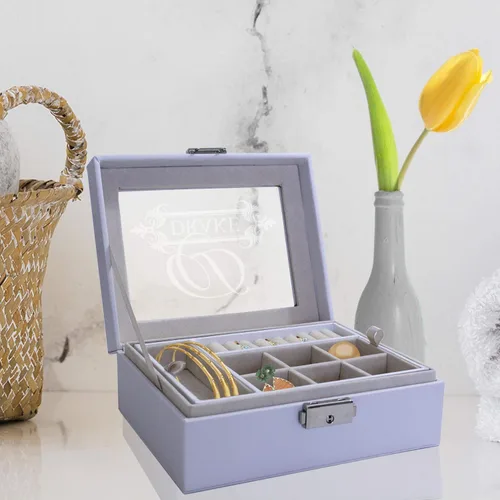 Vista 3 de My Personal Memories Joyero personalizado, bandeja y organizador con parte superior de cristal, accesorios personalizados y grabados, regalo