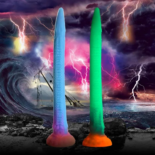 Vista 3 de CREATURE COCKS Makara Consolador de Serpiente de Silicona que Brilla en la Oscuridad para Hombres, Mujeres y Parejas. Consolador de Silicona Premium