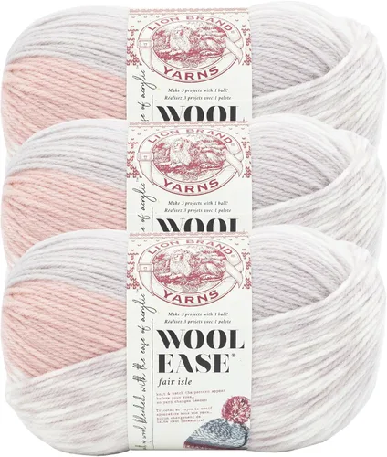 Vista 20 de Lion Brand Yarn - Ovillo de lana Wool Ease Fair Isle, hilo para tejer, color beige/oliva, 1 unidad Worsted Weight Wool Acrylic Blend Knit &