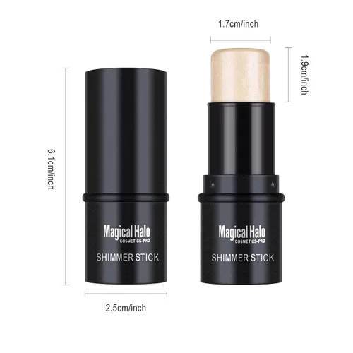 Vista 7 de Ownest Resaltador en barra, iluminador en crema brillante para cara y cuerpo, iluminador facial sutil brillante, construible, mezclable, bálsamo