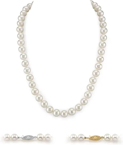 Vista 27 de The Pearl Source Real Pearl Necklace for Women with AAA+ Quality Round White Freshwater Genuine Cultured Pearls