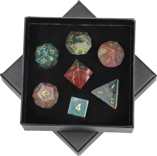 Vista 11 de SUNYIK Juego de 7 dados poliédricos DND de piedra de cristal pulido para juegos de mesa RPG MTG, dados de juego DND, mazmorras y dragones