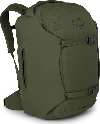 Vista 2 de Osprey Porter 46 Mochila de viaje + juego de cubos de embalaje, verde haybale, talla única