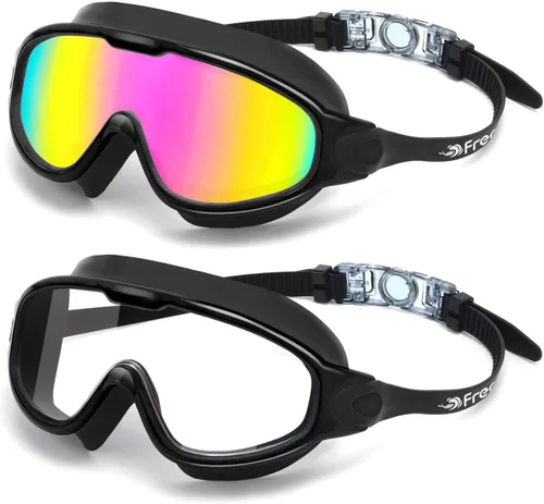 Vista 9 de Freela 2 Pack Swim Goggles for Adult Men Women,180°Wide Vision Anti-fog UV Protection No Leak Clear Swimming Goggles