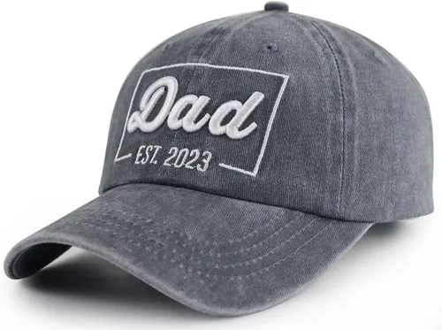 Vista 2 de SHANVANKE Funny Dad Est 2023 - Gorra de béisbol para hombre, ajustable de algodón lavado bordado en 3D