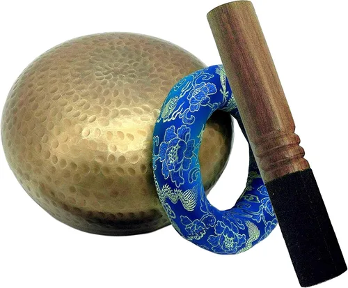 Vista 5 de Juego de cuencos tibetanos martillados a mano de grado de meditación de 5.90 pulgadas, de calidad profesional, de 2.2 libras, con sonido tibetano