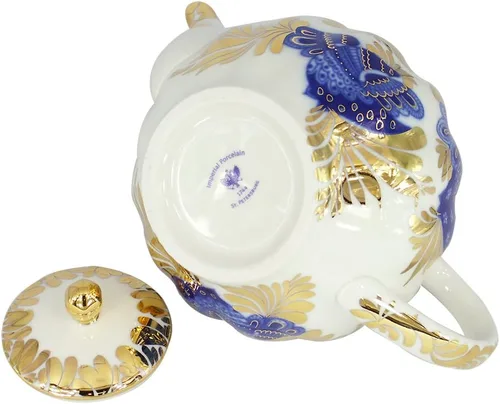 Vista 6 de Lomonosov - Tetera de porcelana con diseño de tulipán, 3 tazas de 20 onzas, 20.3 fl oz