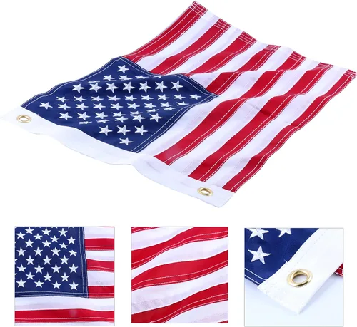 Vista 4 de Amarine Made Bandera náutica estadounidense de 12 x 18 pulgadas con rayas cosidas y estrellas bordadas, 18 pulgadas x 11.8 in, para barco, yate
