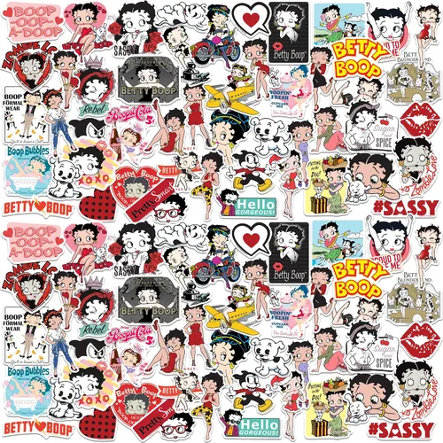 Vista 7 de Betty Boop - Paquete de 50 calcomanías de vinilo impermeables