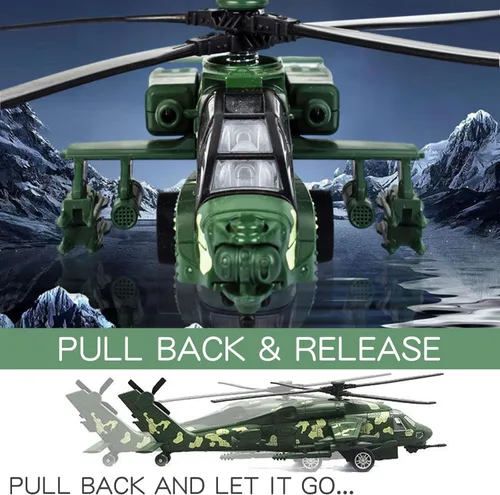 Vista 4 de OTONOPI Helicóptero Militar de Retroceso Juguetes de Avión del Ejército con Luces y Sonidos Modelo de Avión de la Fuerza Aérea Diecast Regalos