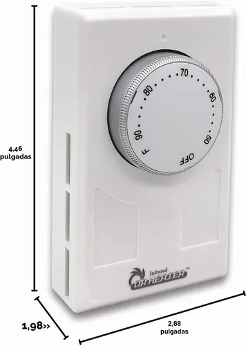 Vista 4 de Dr. Infrared Heater DR-001 Termostato de pared 4 cables polos individuales o dobles 120-277V 3360-7756W, blanco.
