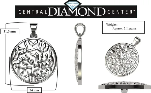 Vista 2 de Central Diamond Center Shema Israel - Collar con colgante de oración hebrea completa de Israel de plata esterlina 925 y chapado en oro para hombres