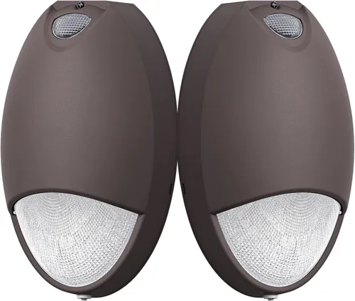 Vista 8 de Luz de emergencia LED para exteriores con sensor de fotocélula de reserva de batería, diagnóstico de autoprueba, paquete de pared comercial