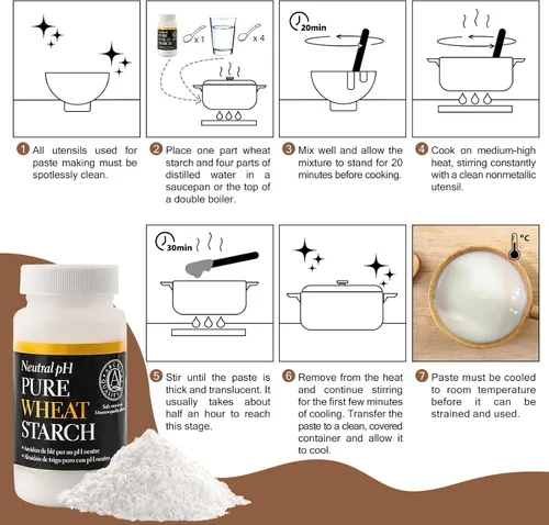 Vista 5 de Lineco, Adhesivo de almidón de trigo puro pH neutro (8oz) Ideal para colgar obras de arte, enmarcar, reparar proyectos de papel