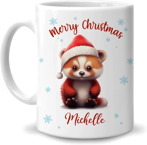 Vista 44 de Hyturtle Regalos personalizados para amantes de los osos – Taza de café de cerámica con nombre personalizado de oso con sombrero de Papá Noel