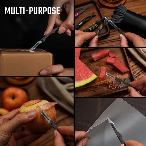 Vista 4 de KeyUnity KK13 - Cuchilla de precisión para manualidades, mango de titanio, mini herramienta de corte para manualidades, proyectos de bricolaje
