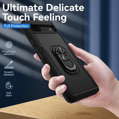 Vista 2 de Funda para Google Pixel 6A 5G con protector de pantalla, grado militar, de doble capa, resistente, a prueba de golpes, cubierta protectora de cuerpo