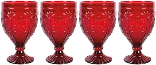 Vista 7 de Fitz and Floyd Vasos de mesa con pie ornamental, juego de 4, Humo