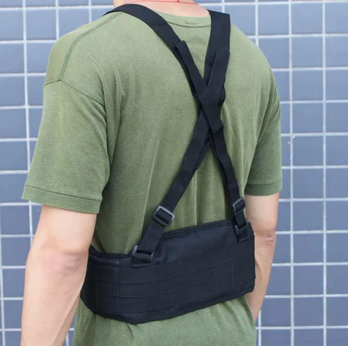 Vista 3 de FAMI Cinturón de cintura Molle con tirantes ajustables y correas libres