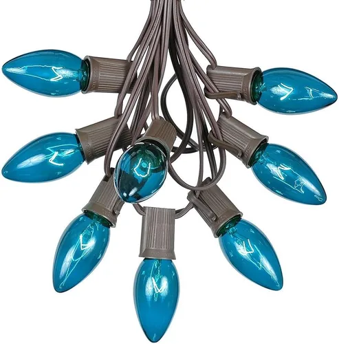 Vista 10 de Novelty Lights C9 Juego de luces de Navidad verdes - Cadena de luces de Navidad para exteriores - Luces de Navidad colgantes - Cadena de luces