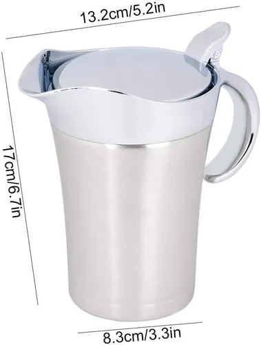 Vista 2 de Olla térmica de acero inoxidable 304 de 15.2 fl oz/25.4 fl oz, olla de salsa aislada de doble pared con tapa, cubeta para servir con boquilla