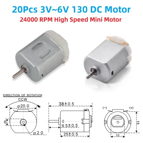 Vista 3 de WWZMDiB 20PCS 3V ~ 6V 130 DC Motor de juguete DIY Pequeño Motor de Producción Micro Pequeño