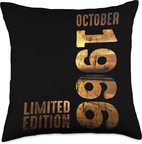 Vista 4 de Month October 1966 Retro Sunset 1966 Vintage 1966 Since 1966 Throw Pillow