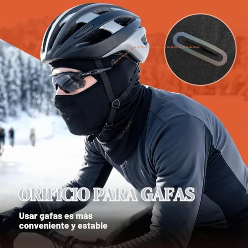 Vista 5 de YANIKY Pasamontañas de invierno para hombres y mujeres, máscara facial Negro