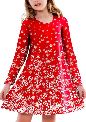 Vista 18 de Deerose Vestido de manga larga para niñas del día de San Patricio Mardi Gras, de 3 a 14 años Navidad café