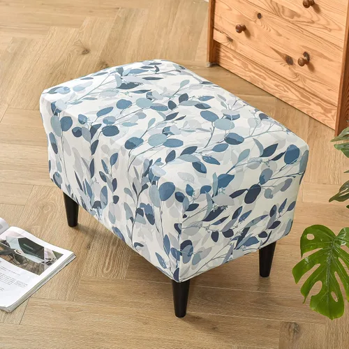 Vista 7 de KRFOONN Fundas otomanas elásticas y rectangulares para reposapiés, fundas impresas para taburetes de pies, protector de muebles con parte inferior