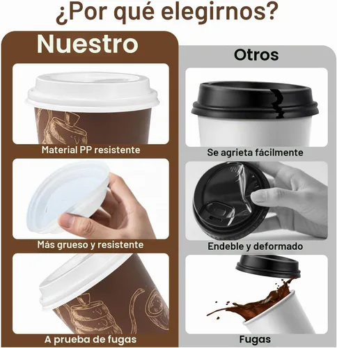 Vista 4 de Paquete de 180 tapas para tazas de café, tapa de plástico para vasos