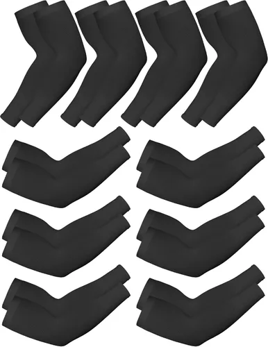 Vista 8 de Boao 10 pares de mangas UV para brazos para hombres y mujeres, cubierta de tatuajes refrescante, mangas de compresión con protección solar