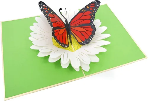 Vista 8 de PopLife - Mariposa monarca y margarita - Tarjeta pop-up 3D desplegable para Día de la Madre - San Valentín, aniversario, cumpleaños, agradecimiento