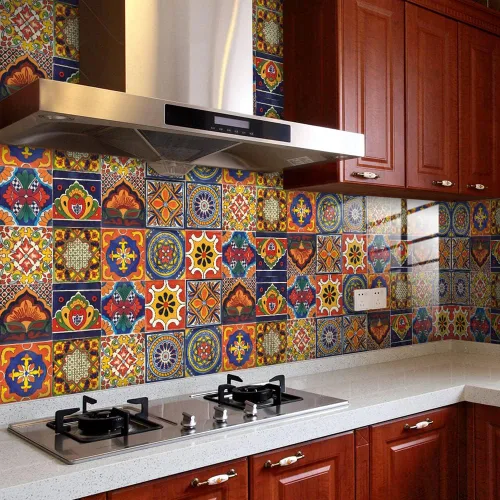 Vista 4 de 20 calcomanías de azulejos de 4 x 4 pulgadas, autoadhesivas, impermeables, extraíbles, estilo mandala, azulejos en muro para cocina, baño, muebles