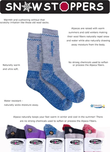 Vista 4 de SnowStoppers Calcetines de lana de alpaca prémium para niños