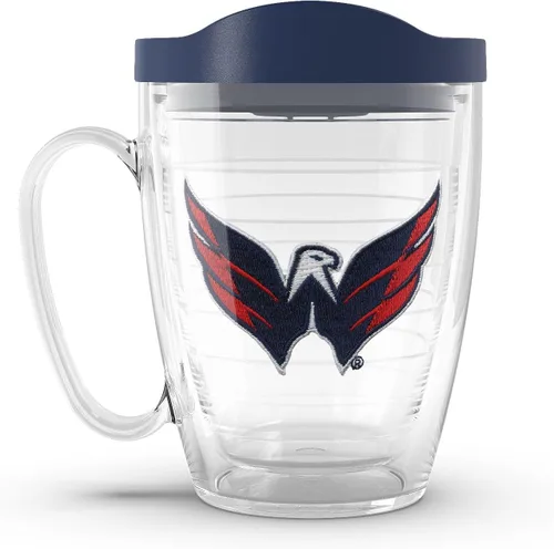 Vista 21 de Taza aislada Tervis de doble pared fabricada en Estados Unidos con logotipo principal de NHL Buffalo Sabres, mantiene las bebidas frías y calientes