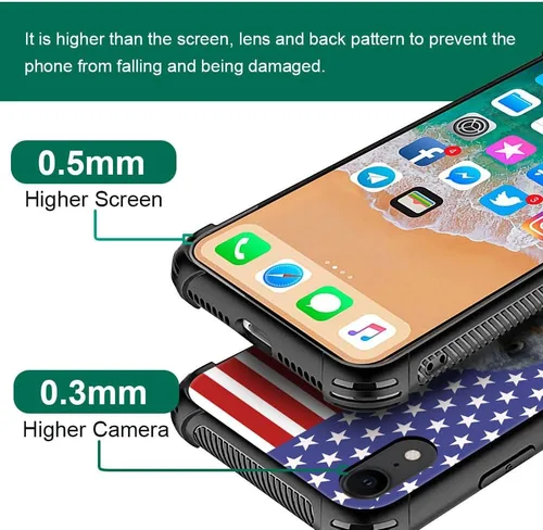 Vista 2 de DJSOK Funda compatible con iPhone XR, H American Eagle Flag con cuatro esquinas, protección a prueba de golpes, TPU suave y patrón de policarbonato
