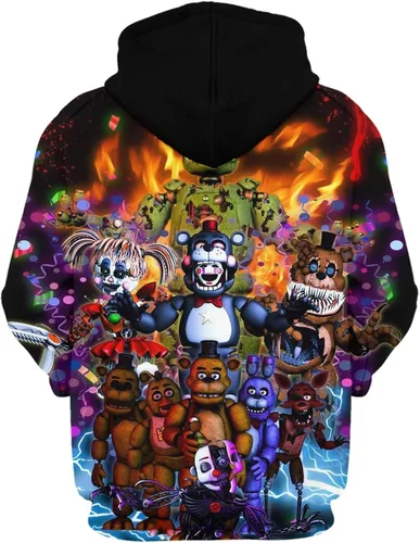 Vista 3 de OUCQD Sudadera estampada en 3D, sudadera con capucha de dibujos animados, sudadera con capucha de tendencia de juego, adecuada para fiestas